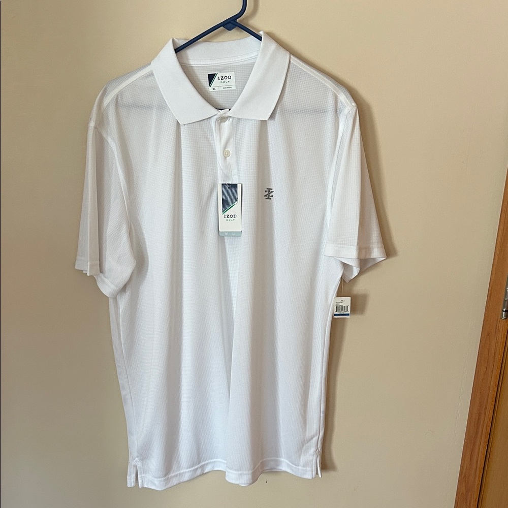 IZOD Men's Classic White Polo Shirt XL NWT *tiny flaw*